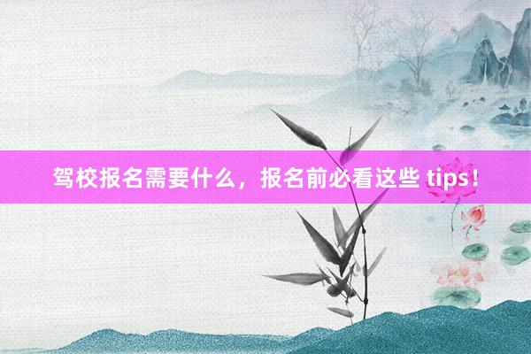 驾校报名需要什么，报名前必看这些 tips！