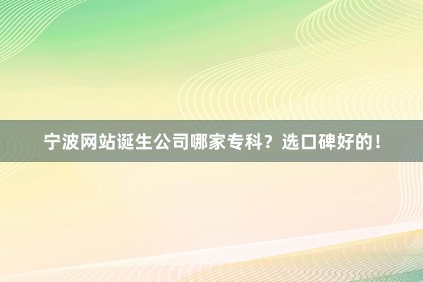 宁波网站诞生公司哪家专科？选口碑好的！