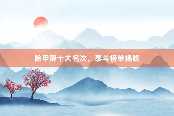 除甲醛十大名次，泰斗榜单揭晓